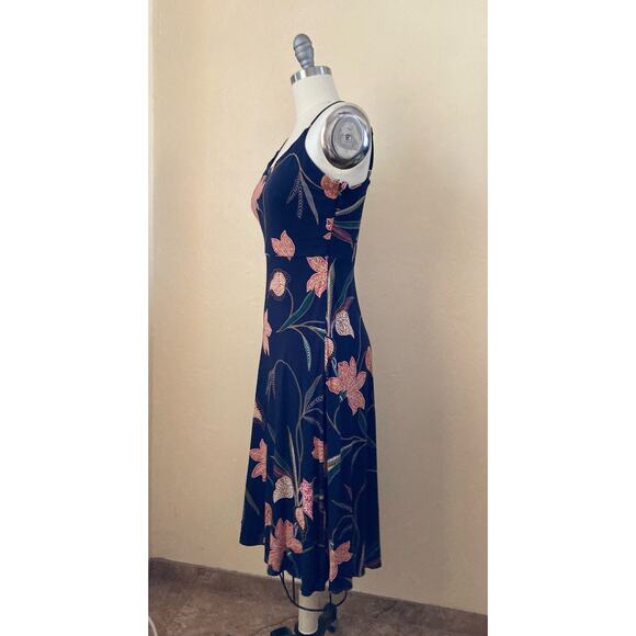 Loft Women's Dress Size 2P Navy Blue Floral Strappy Summer - Picture 4 of 10